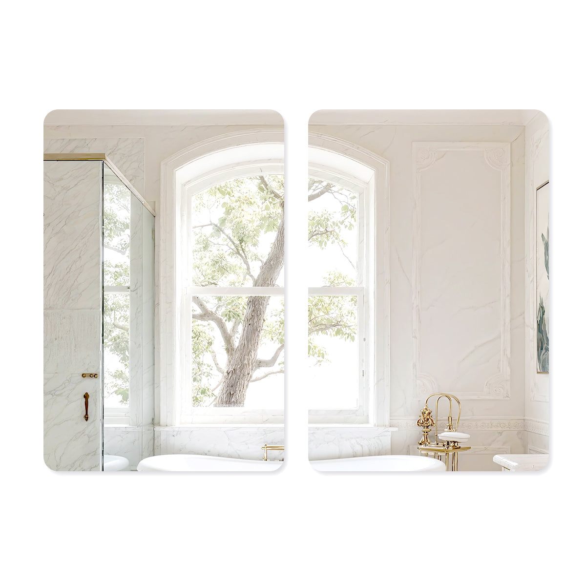 USHOWER Kadra Series – 20'' x 30'' Frameless Rectangular Bathroom Mirror, Set of 2