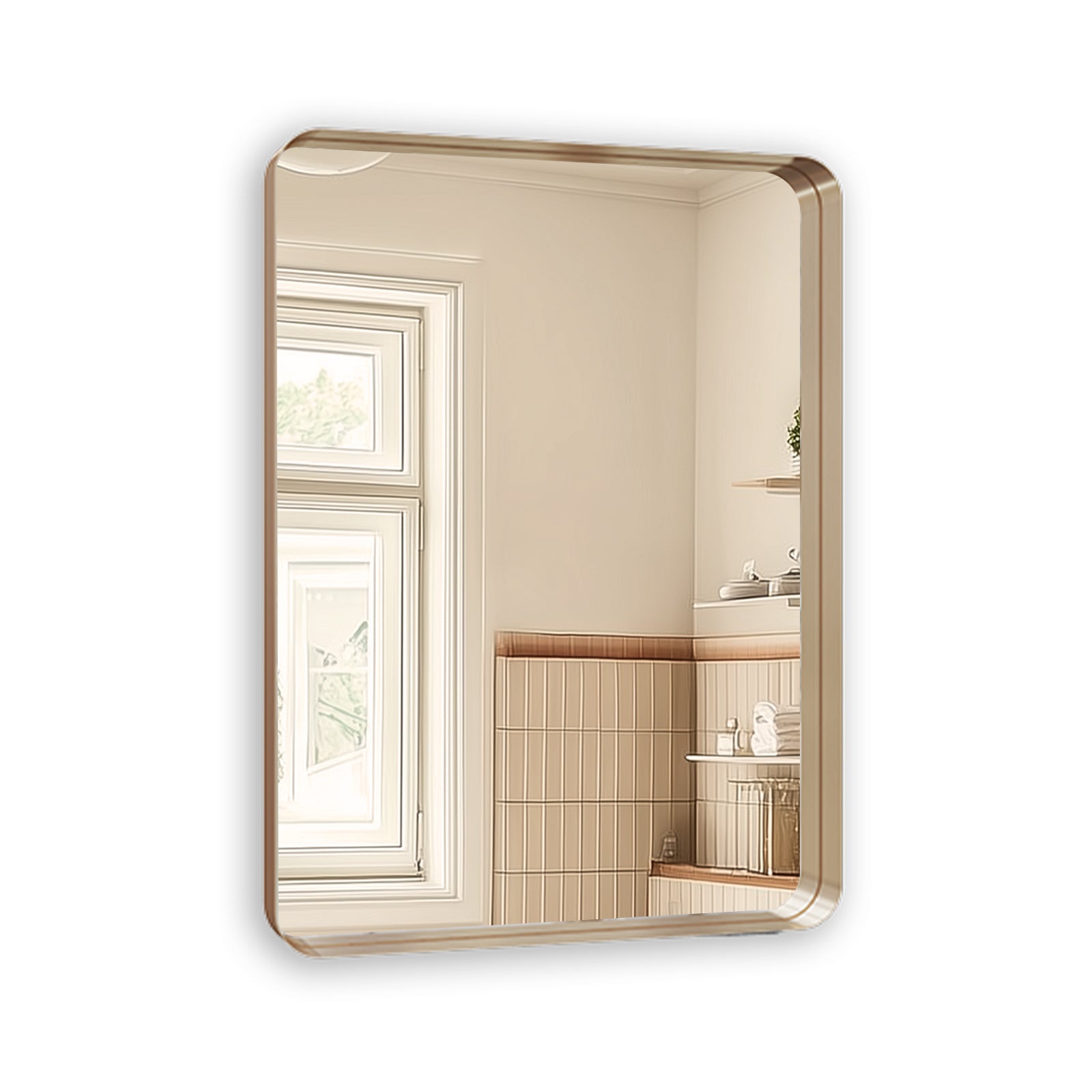 USHOWER 22 x 30 inch brushed gold frame rectangular bathroom vanity wall mirror single pack