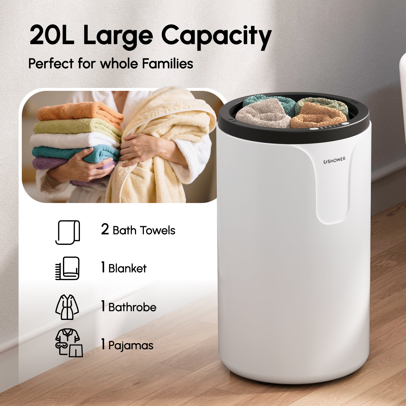USHOWER Sitelo Towel Warmer, 20 L, Basic Version