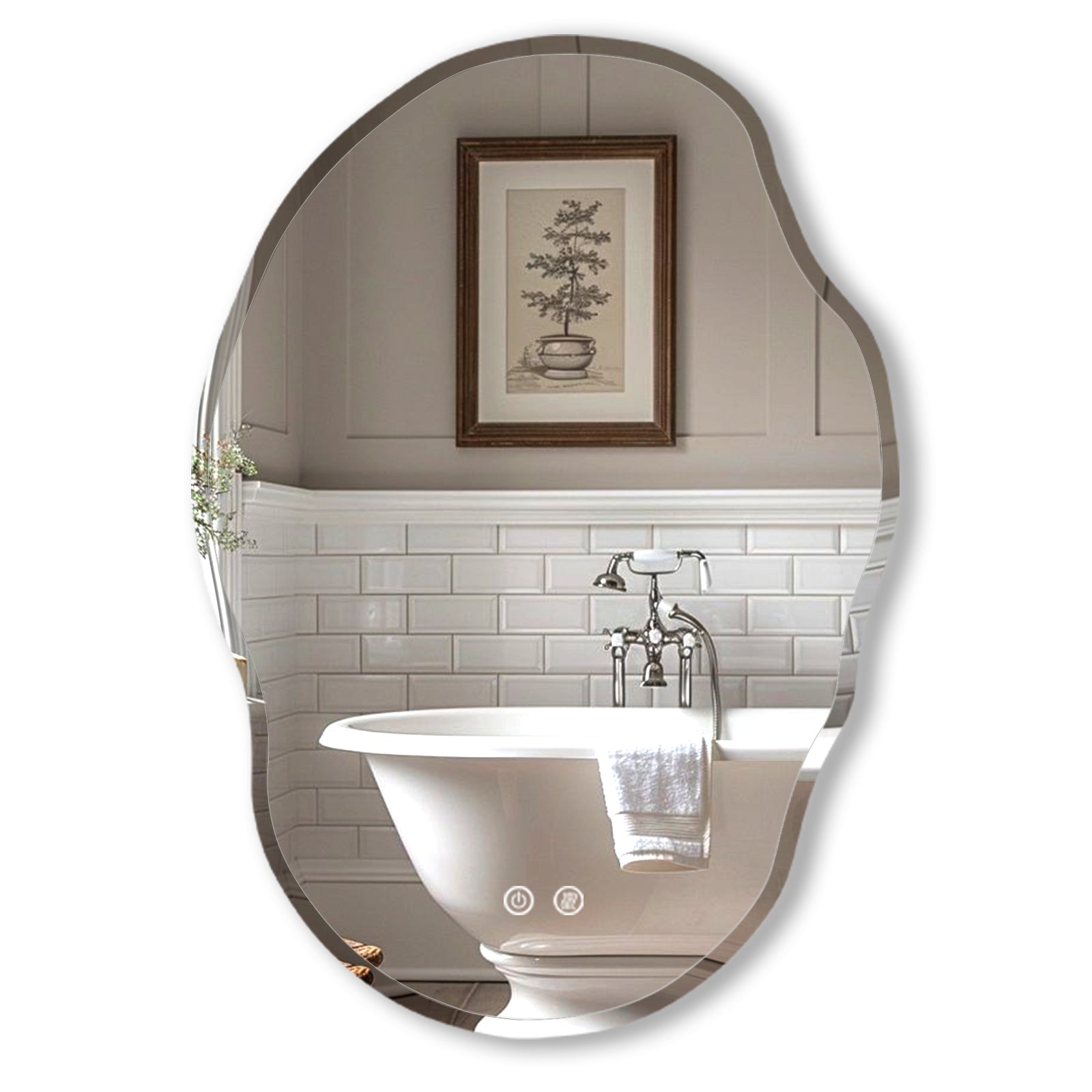 USHOWER Klara Series – Irregular Shaped LED Bathroom Mirror 22'' x 30''