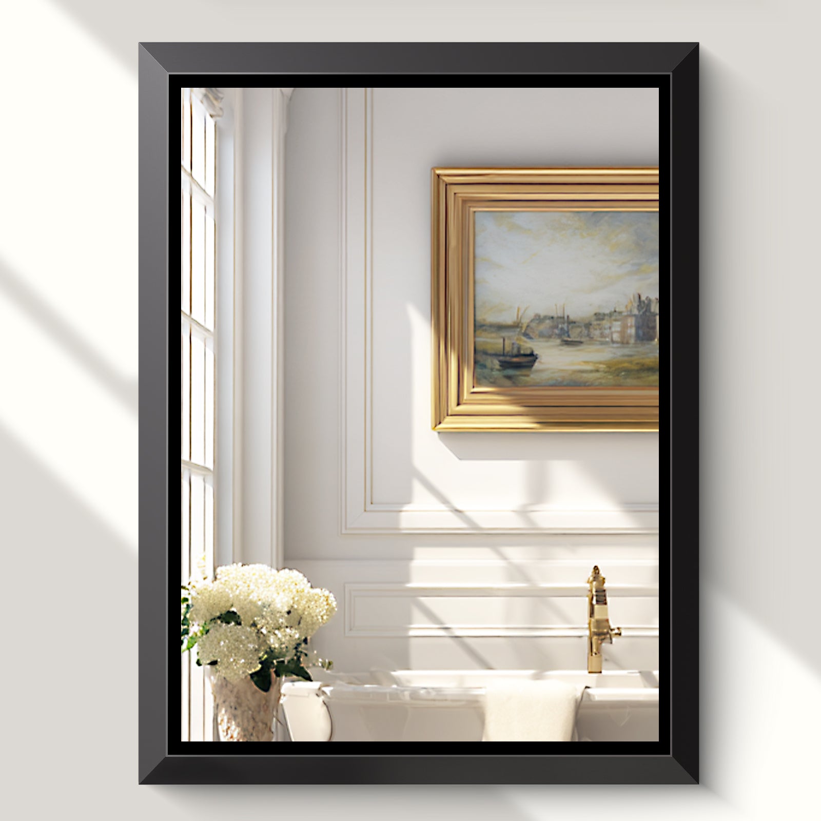USHOWER Canvas Series Black Beveled Bathroom Mirror 30''x40''