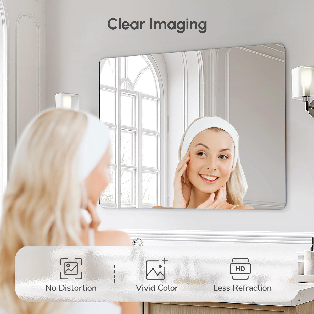 USHOWER Kadra Series – 30'' x 40'' Frameless Rectangular Bathroom Mirror