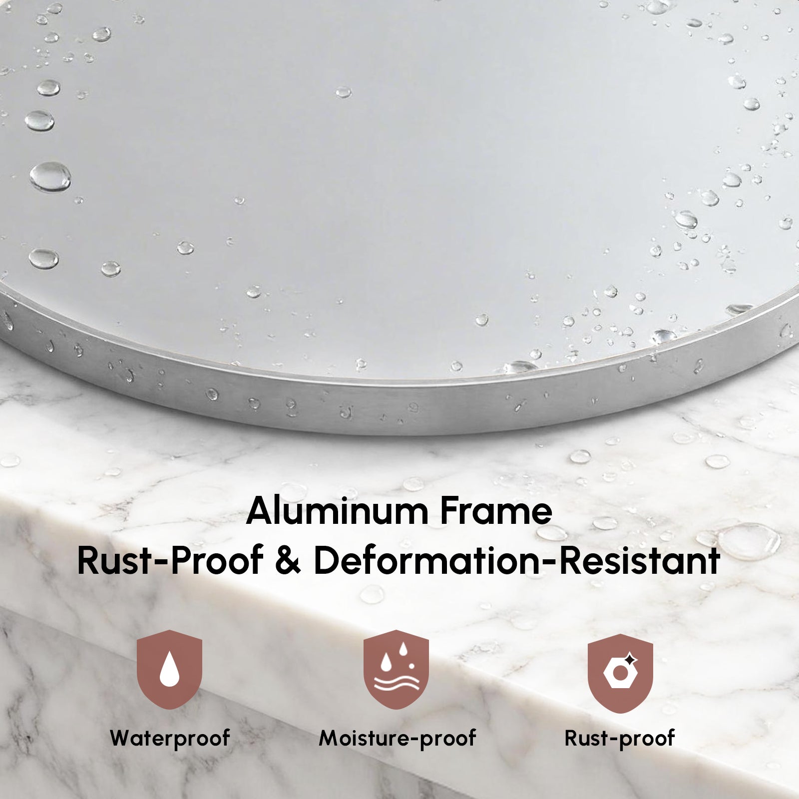 USHOWER Arar Brushed Nickel Round Bathroom Mirror, 36''