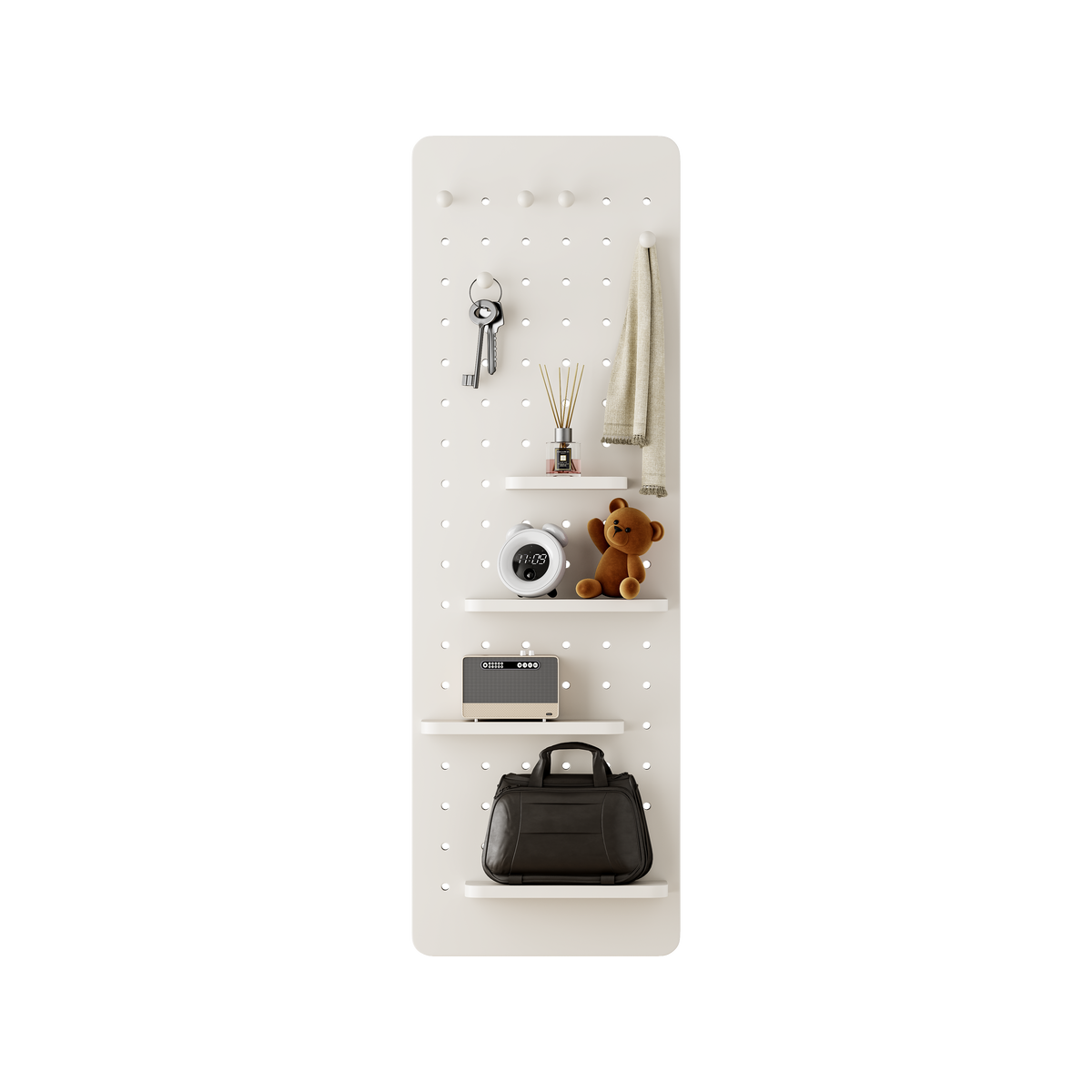 White Wall-Mounted Full-Length Mirror, 47.6 x 15.7 Inch Sliding Space-Saving Mirror with Multi-Functional Panel for Bedroom, Living Room & Entryway