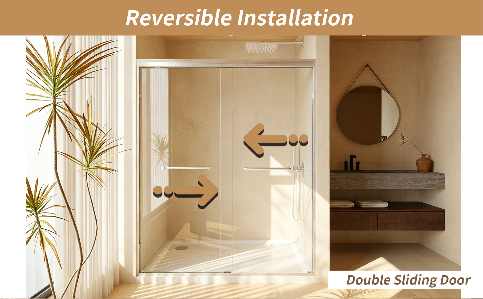 Modern 56-60" Double Sliding Shower Door with 6mm Tempered Glass, Aluminum Frame, Brushed Nickel Stainless Steel Handle & 72" Bathroom Shower Enclosure