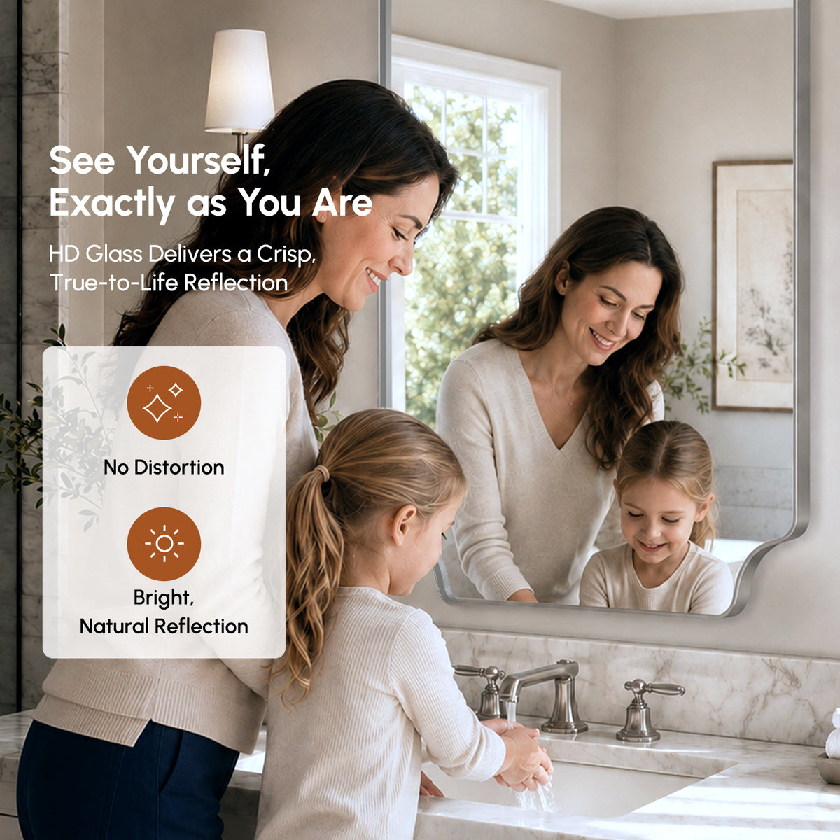 Stainless Steel Frame Silver Scalloped Bathroom Mirror – 24" x 36"