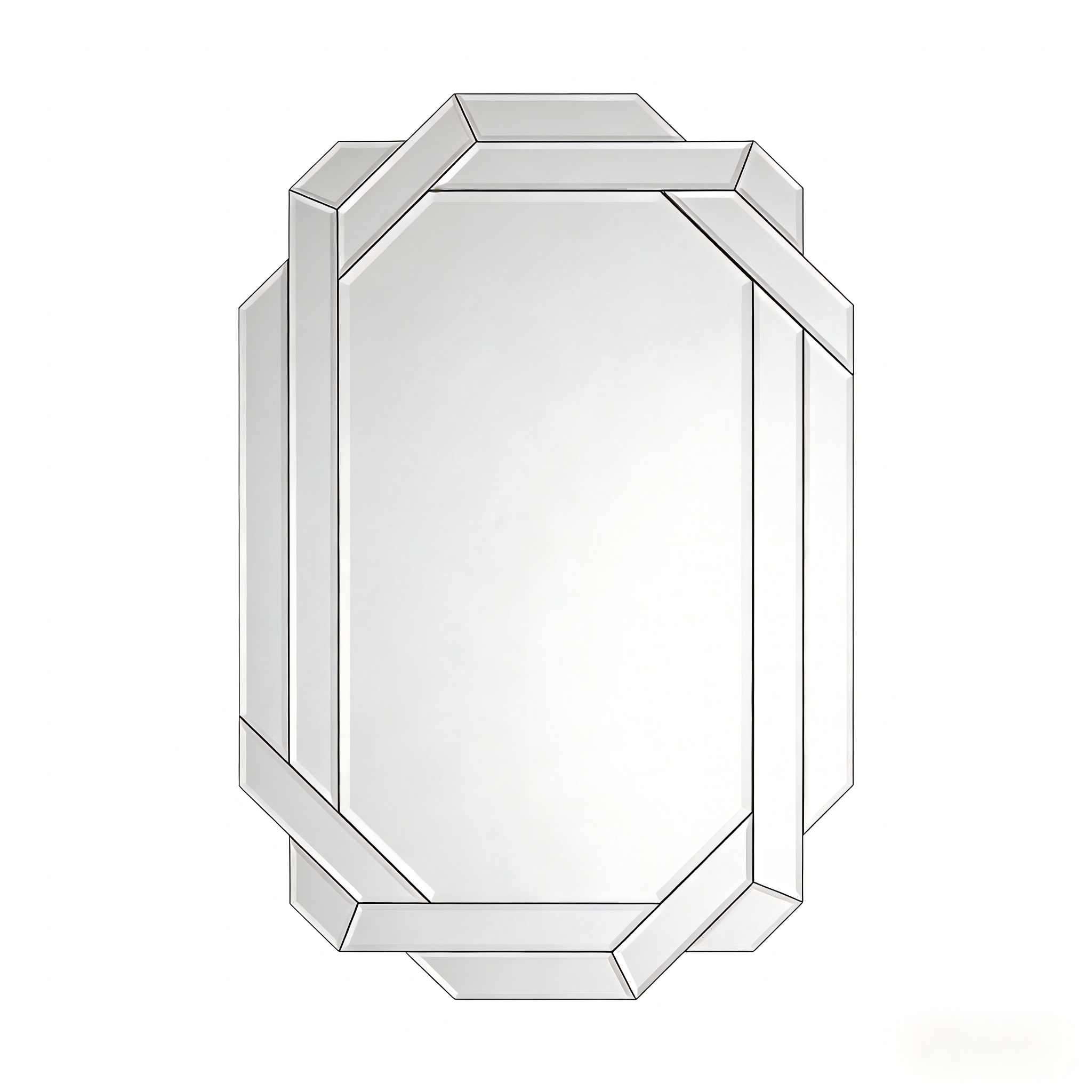Geometric Rectangular Frameless Wall Mirror, 23.8''x35.82''