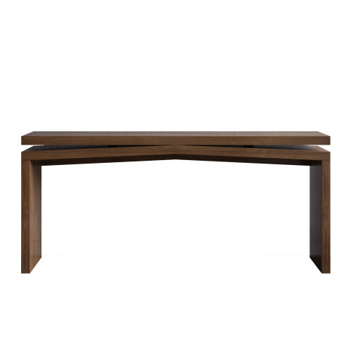 65-Inch Rustic Solid Wood Veneer Console Table, Farmhouse Sofa Table for Entryway, Living Room, Hallway & Behind Couch, Antique Rustic Brown