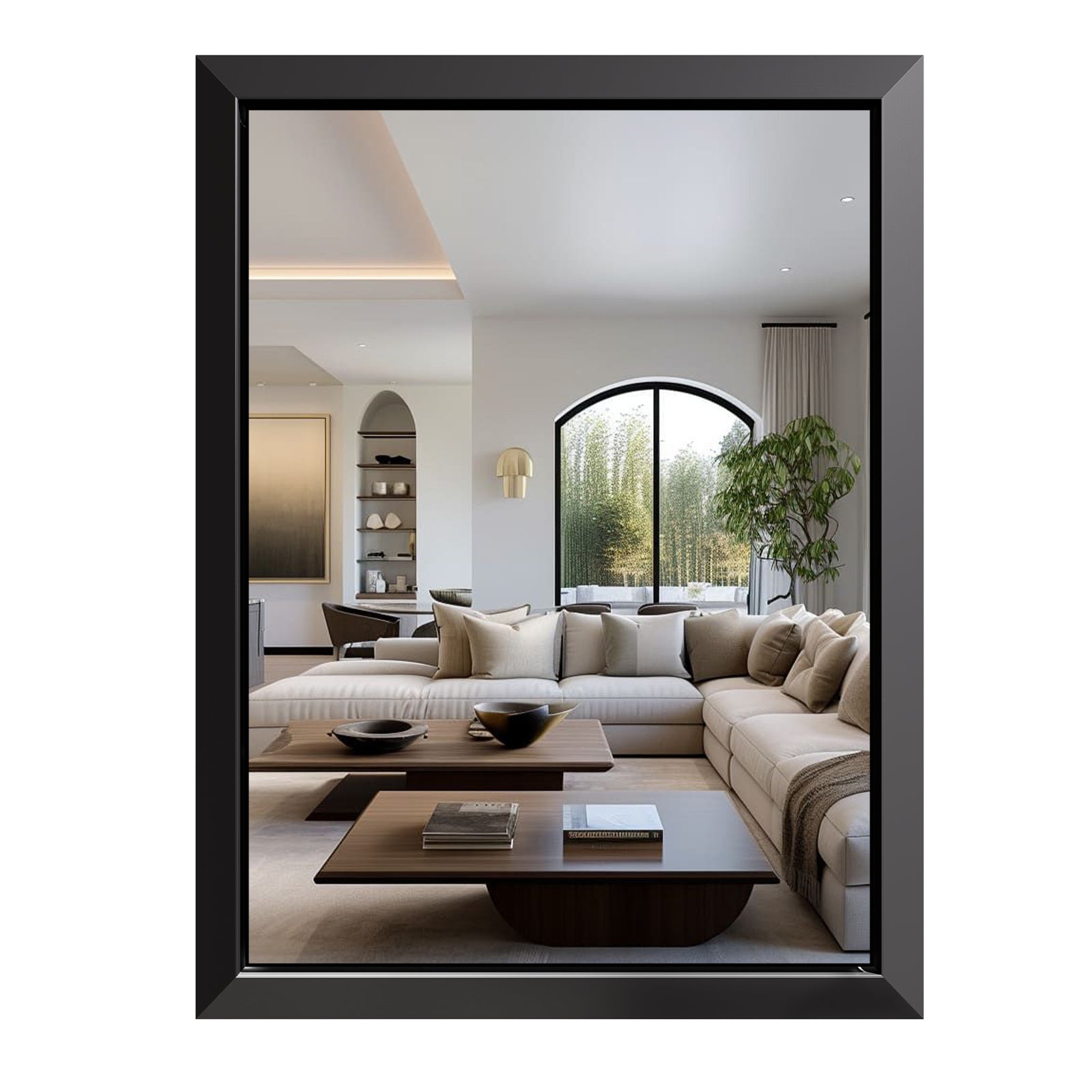 USHOWER Floating Mirror, 30''x40'' Black Beveled Mirror for Wall