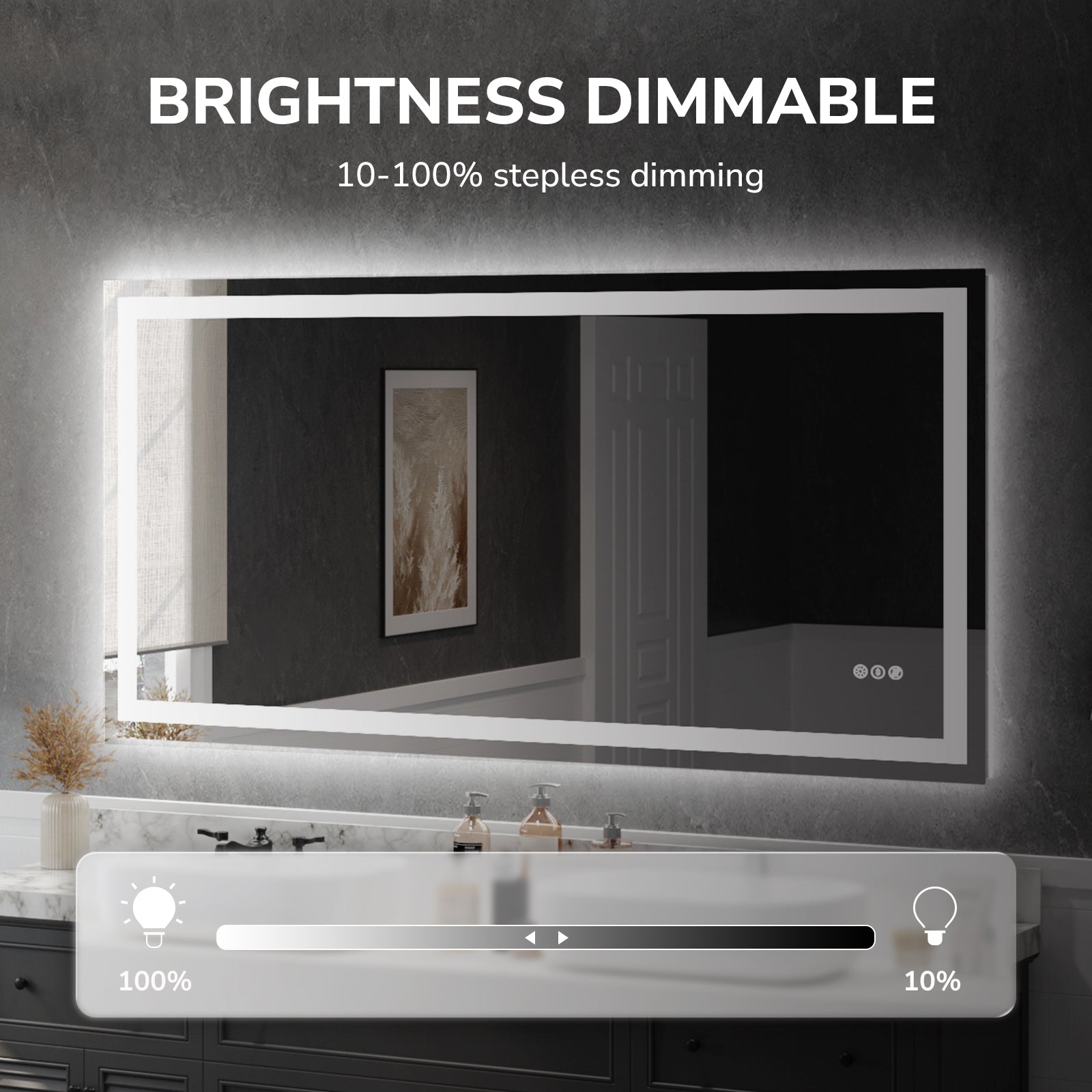USHOWER Klara Series – 72'' x 36'' Rectangular LED Bathroom Mirror