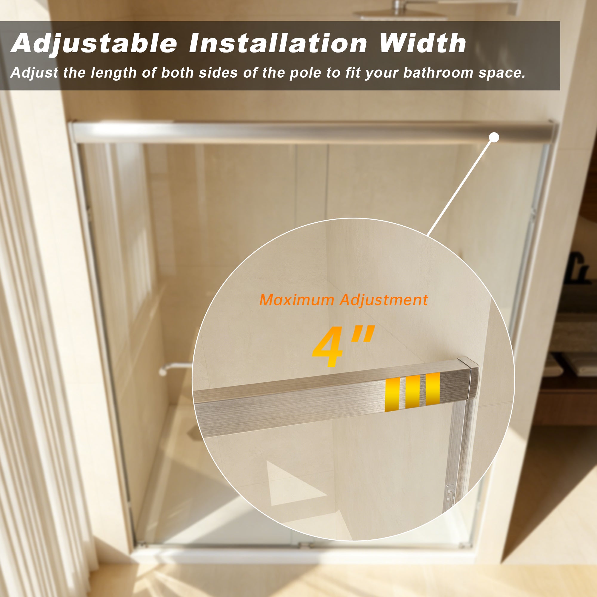 Modern 56-60" Double Sliding Shower Door with 6mm Tempered Glass, Aluminum Frame, Brushed Nickel Stainless Steel Handle & 72" Bathroom Shower Enclosure