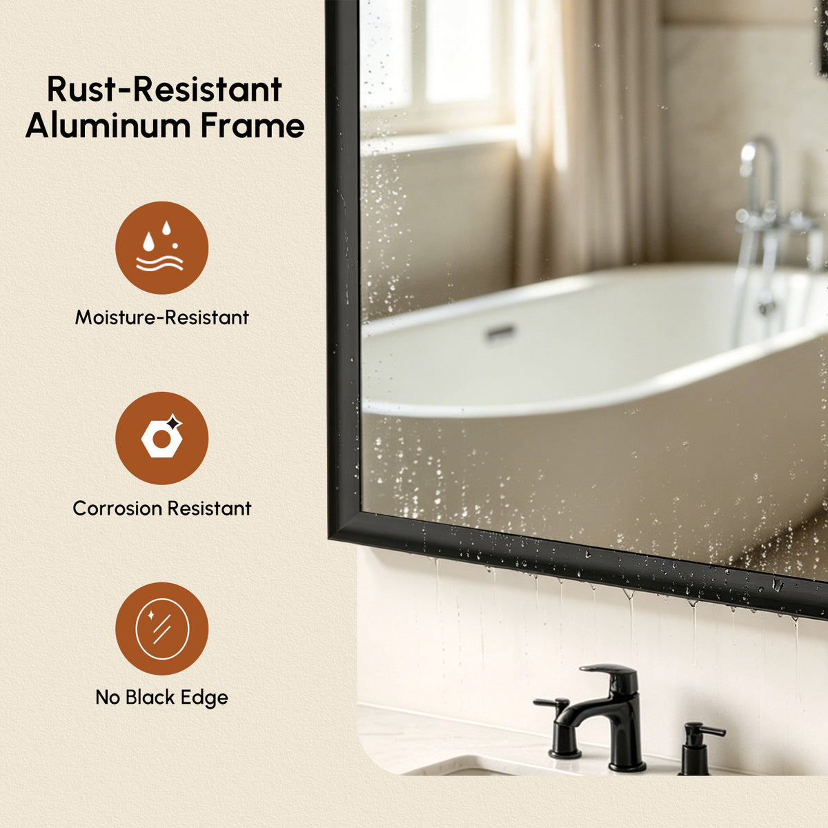 USHOWER Curva Black Arched Mirror 24x36 Inch, Arched Bathroom Mirror