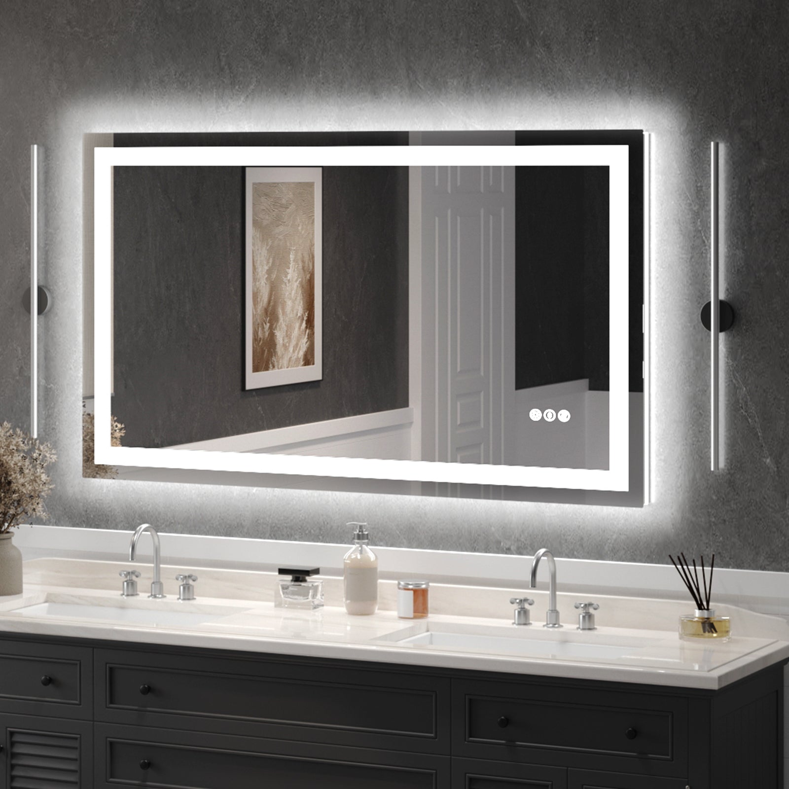 USHOWER Klara Series – 55'' x 30'' Rectangular LED Bathroom Mirror