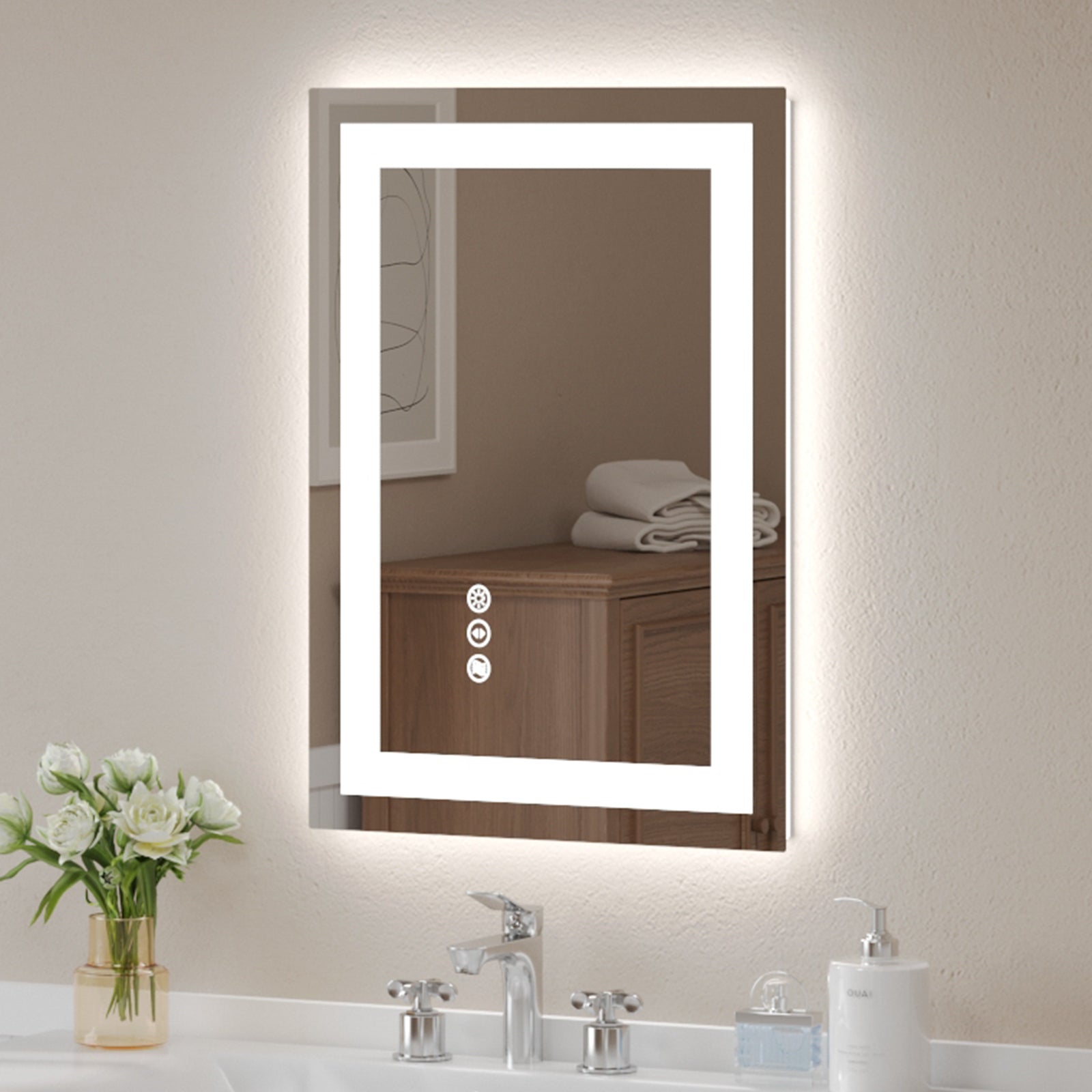 USHOWER Klara Series – 20'' x 28'' Rectangular LED Bathroom Mirror