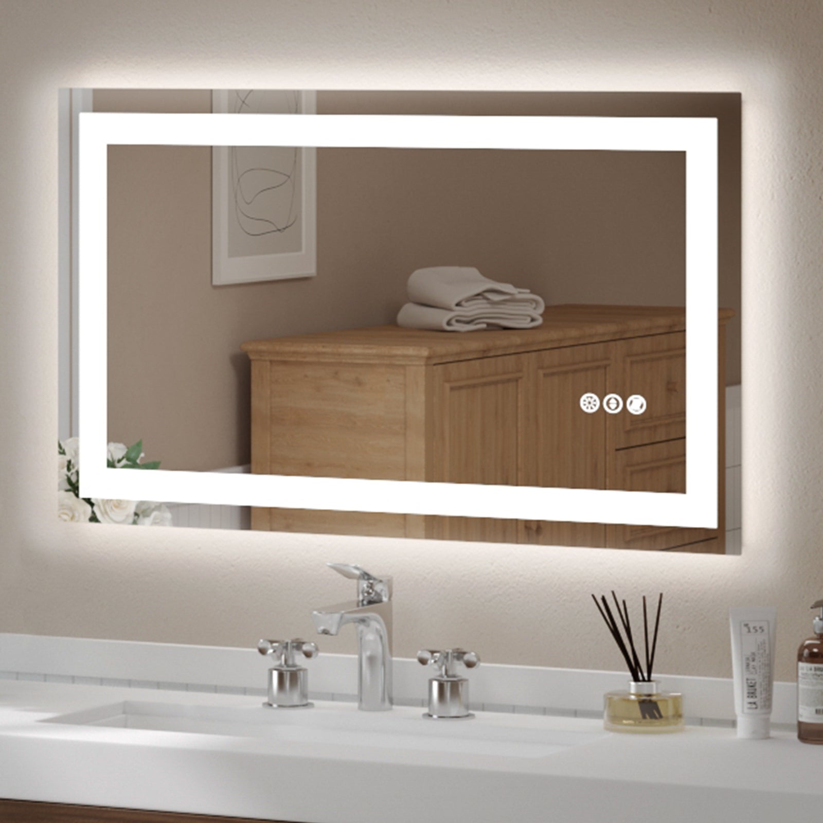 USHOWER Klara Series – 40'' x 24'' Rectangular LED Bathroom Mirror