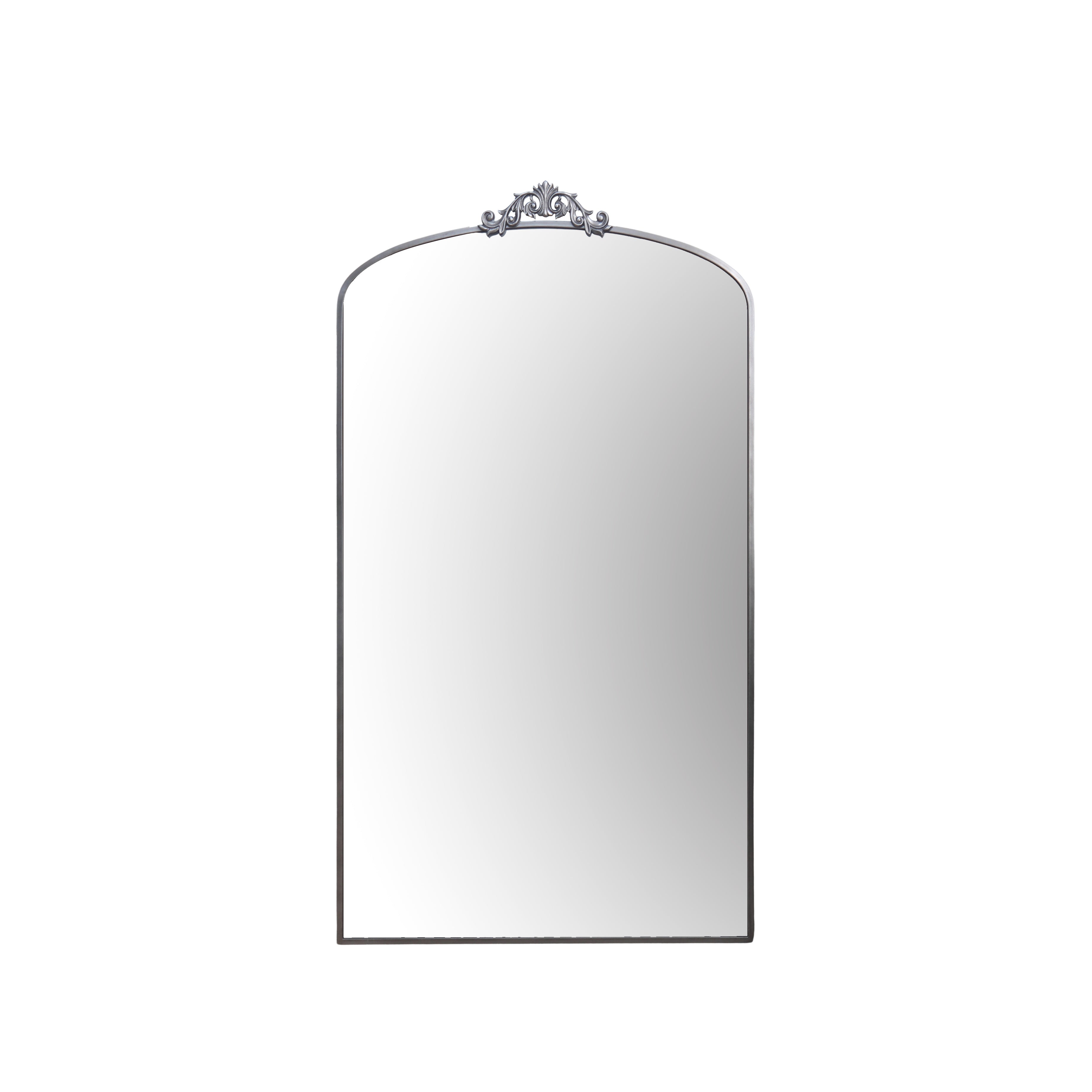 Full Length Mirror 36'' x 66'' Vintage Ornate Arched Floor Mirror, Antique Silver Metal Framed Mirror Dressing Mirror Oversized Wall Mirror, for Entryway, Living Room, Bedroom, Clothing Shop