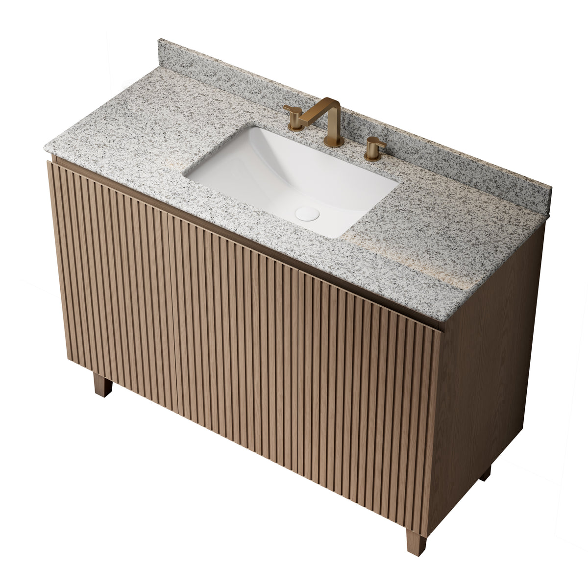 DOIN 48" Freestanding Bathroom Vanity with Natural Granite Countertop and Ceramic Basin, Heidelberg Woodgrain Cabinet, 8" Widespread 3-Hole Faucet Configuration, Disassembled