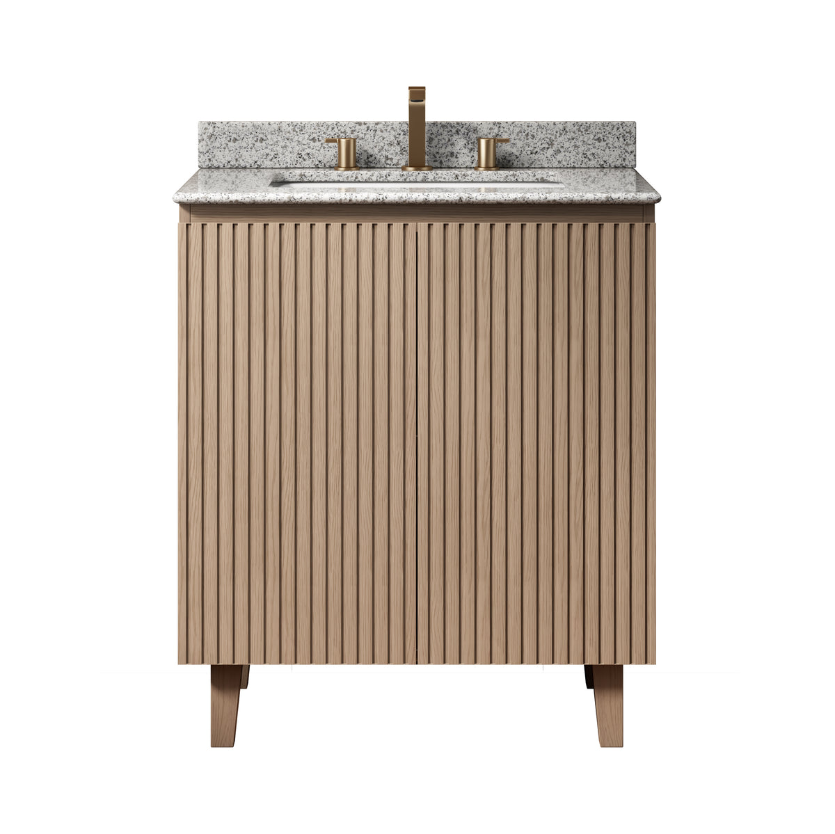 DOIN 30" Freestanding Bathroom Vanity with Natural Granite Countertop and Ceramic Basin, Heidelberg Woodgrain Cabinet, 8" Widespread 3-Hole Faucet Configuration, Disassembled