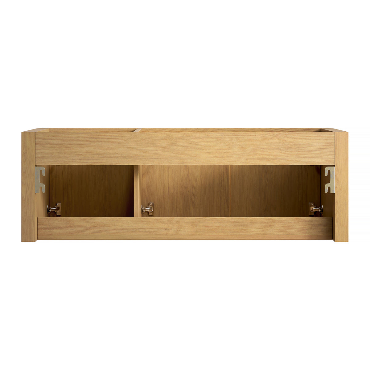 LORAN 48" Wall-Mounted Bathroom Vanity with White Solid Surface Integrated Basin, Floating Storage Cabinet, Corolla Oak Woodgrain, 8" Widespread 3-Hole Faucet Configuration, Disassembled