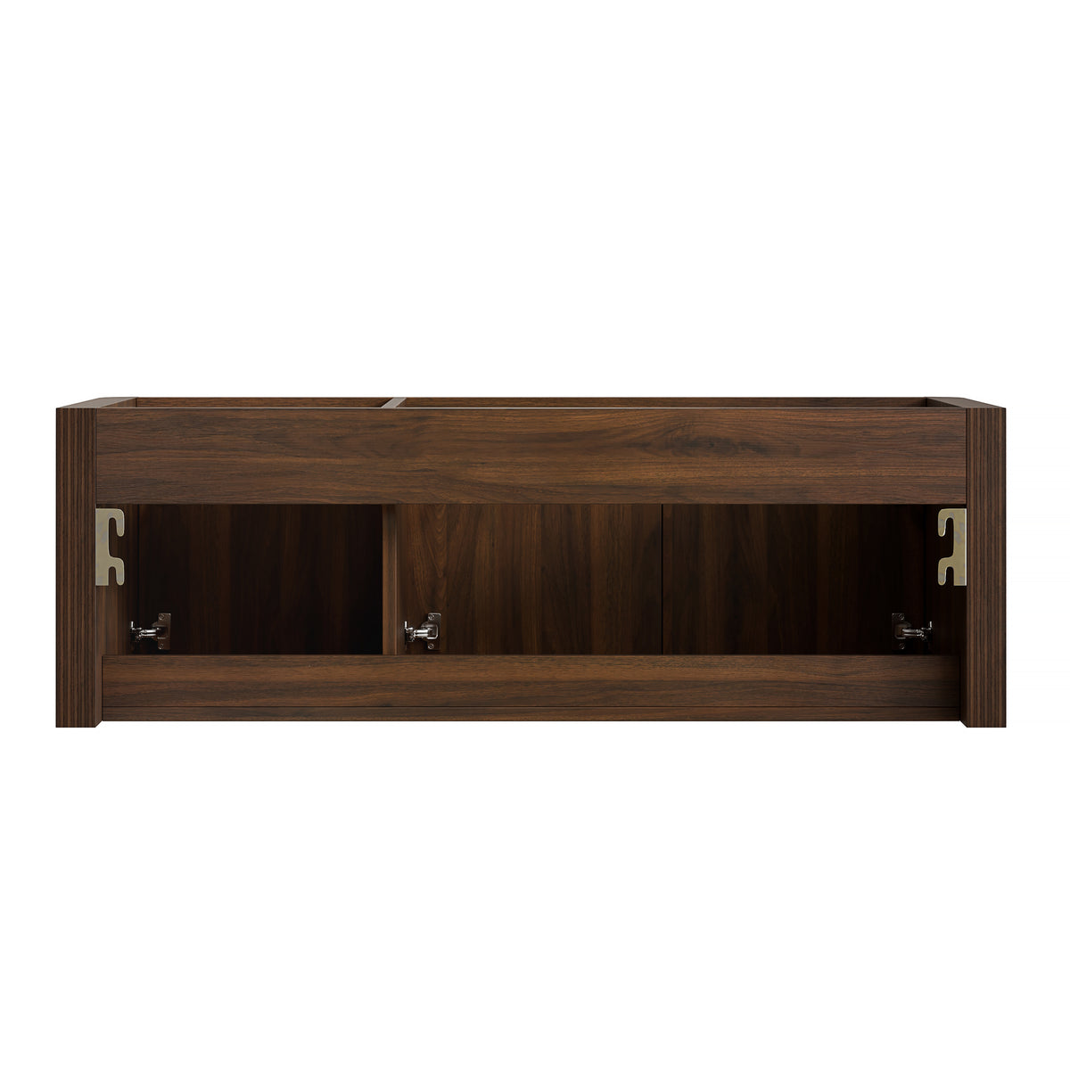 LORAN 48" Wall-Mounted Bathroom Vanity with White Solid Surface Integrated Basin, Floating Storage Cabinet, Walnut Woodgrain, 8" Widespread 3-Hole Faucet Configuration, Disassembled