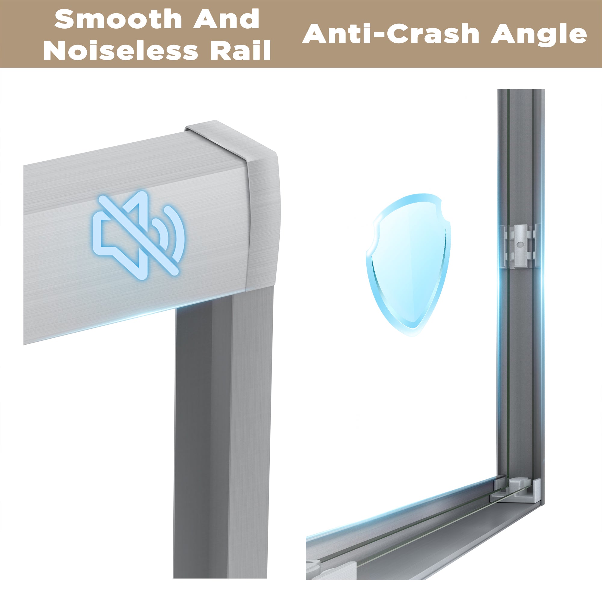 50-54" x 72" Double Sliding Shower Door with 6mm Tempered Glass, Safety Film, Aluminum Frame & Brushed Nickel Stainless Steel Handle