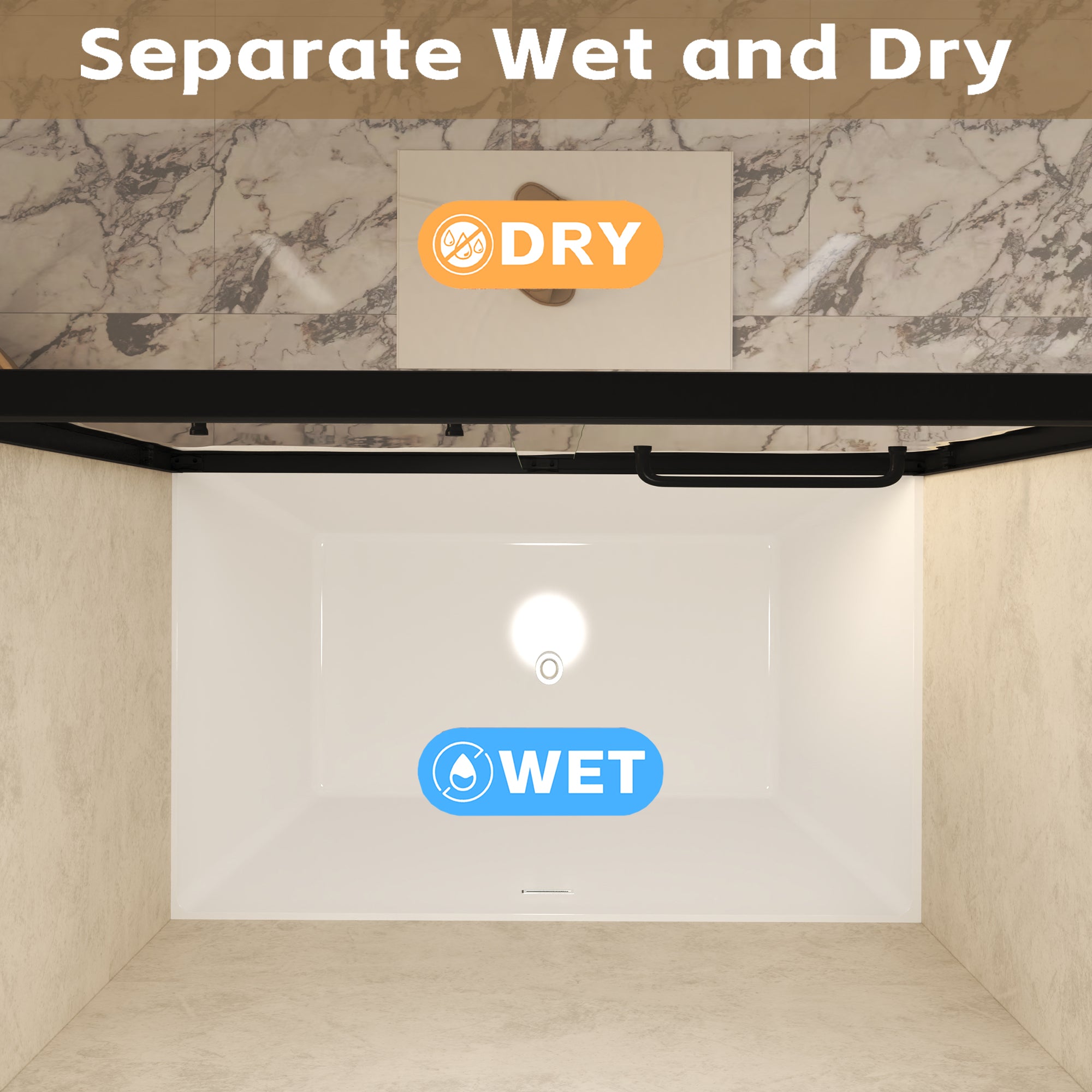56-60" W x 60" H Double Sliding Shower Door with 6mm Tempered Glass, Safety Film, Matte Black Aluminum Frame & Stainless Steel Handle