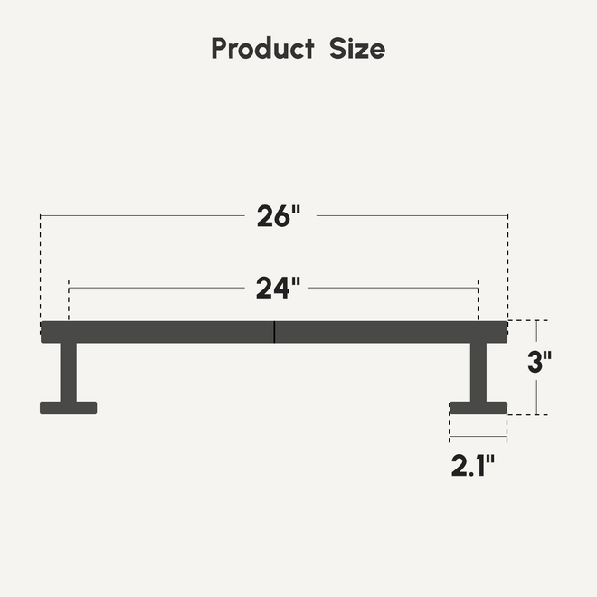 USHOWER 24 inch Towel Bar with Detailed Dimensions, 26'' Total Width and 3'' Wall Distance