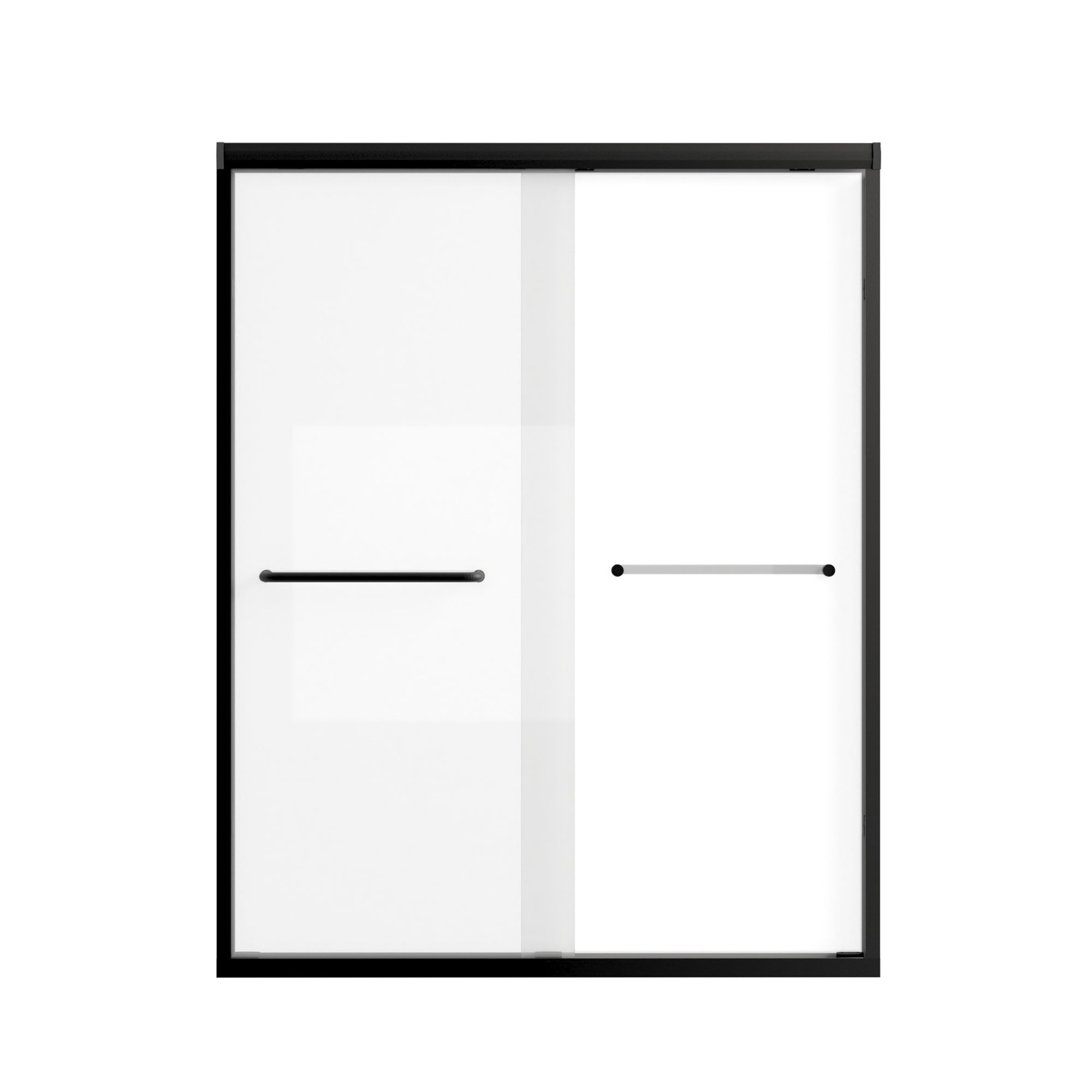 44-48" W x 72" H Double Sliding Shower Door with 6mm Tempered Glass, Safety Film, Aluminum Frame & Matte Black Stainless Steel Handle