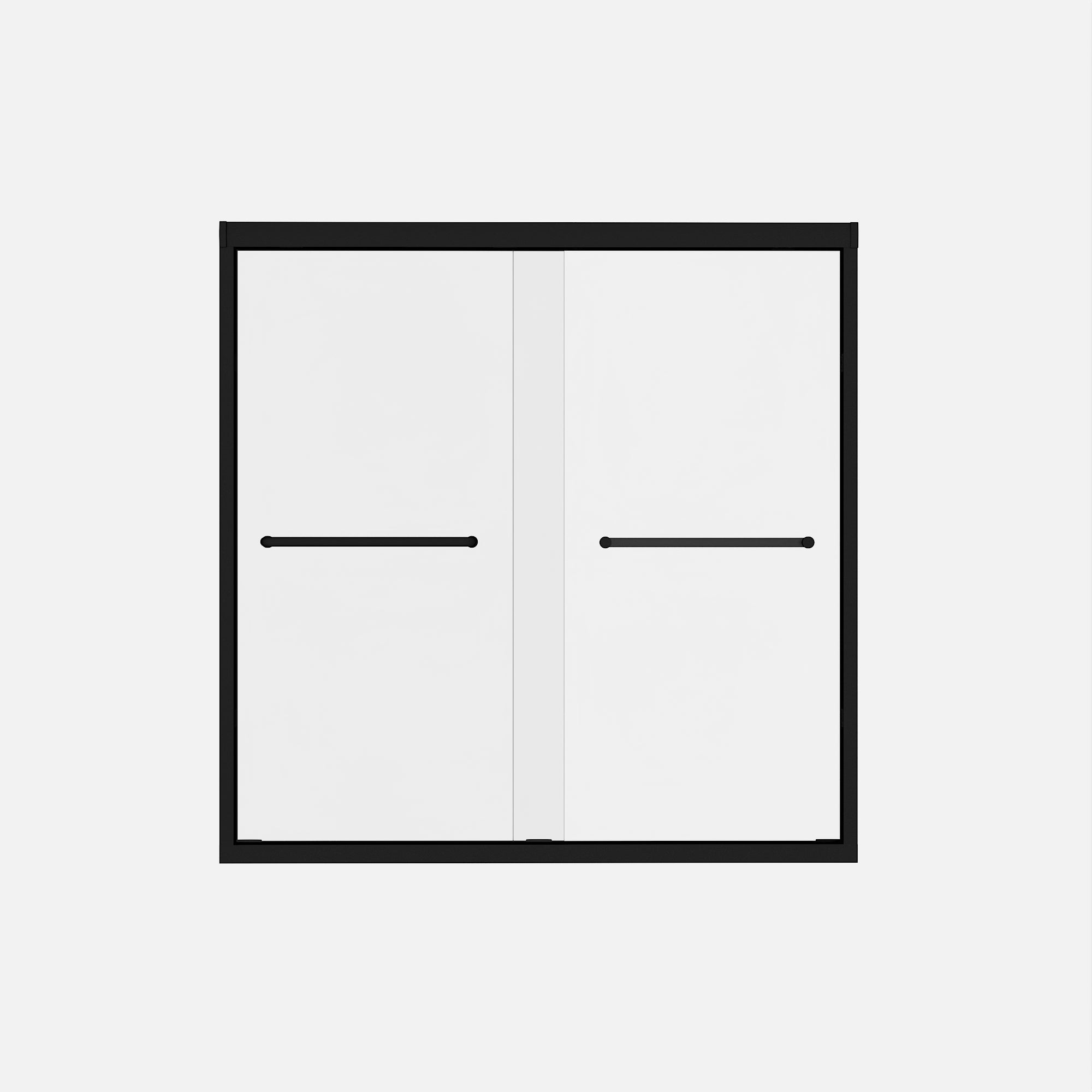 56-60" W x 60" H Double Sliding Shower Door with 6mm Tempered Glass, Safety Film, Matte Black Aluminum Frame & Stainless Steel Handle