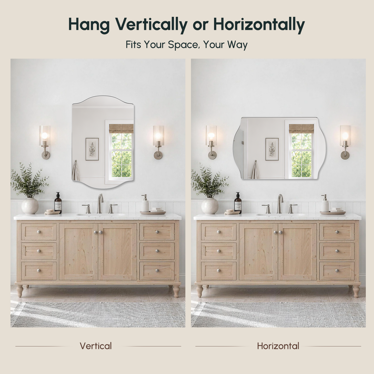 Stainless Steel Frame Silver Double Arch Bathroom Mirror – 24" x 32"