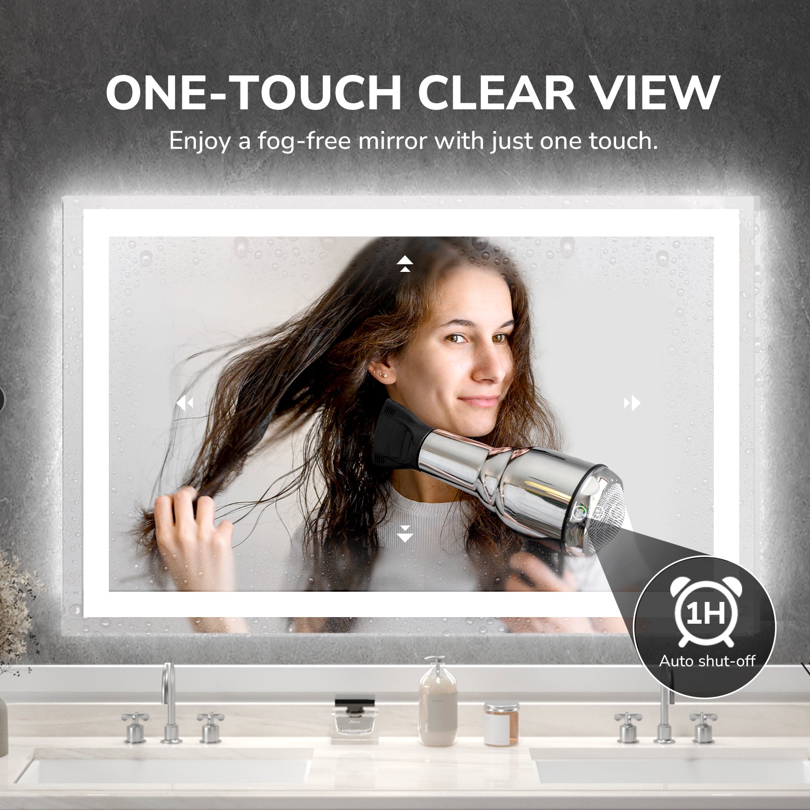 USHOWER Klara Series – 55'' x 30'' Rectangular LED Bathroom Mirror