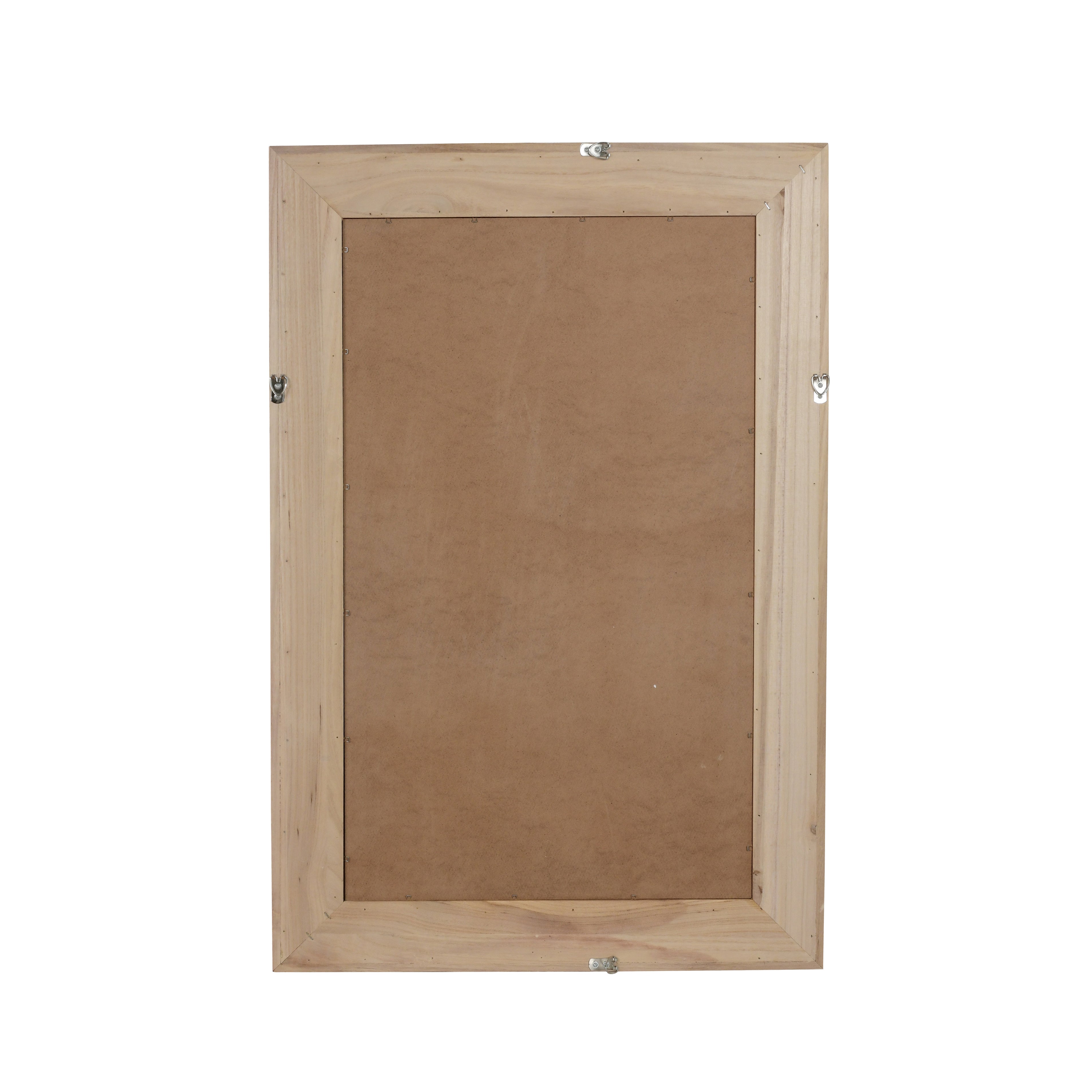 24" x 36" Decorative Mirror, Natural Wood Color Rattan Rectangle Solid Wood Frame, For Farmhouse,Home Decor,Entryway