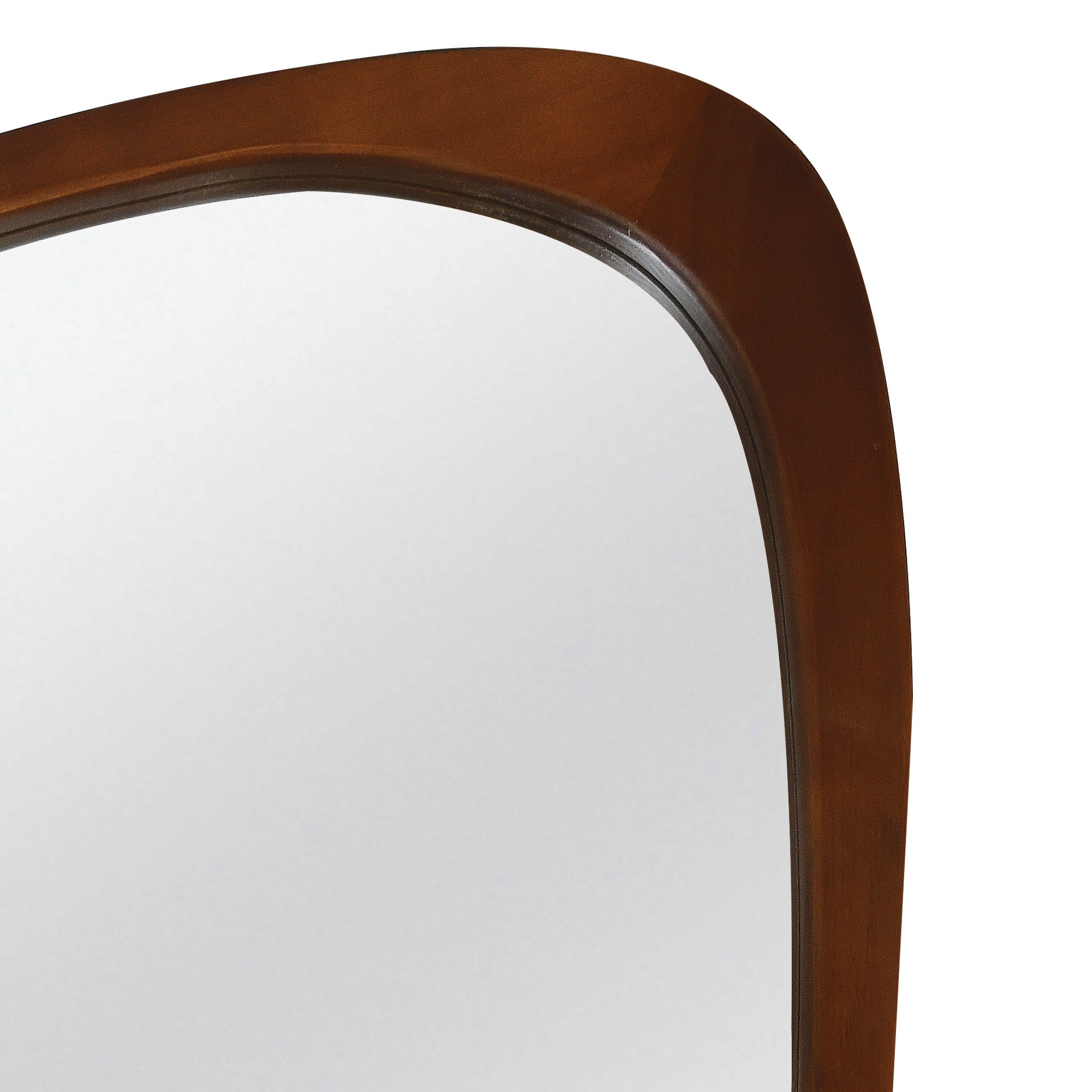 Black Walnut Wood Color 24"x36" Irregular Solid Wood Frame Decorative Mirror, For Bedroom, Living Room, Entryway