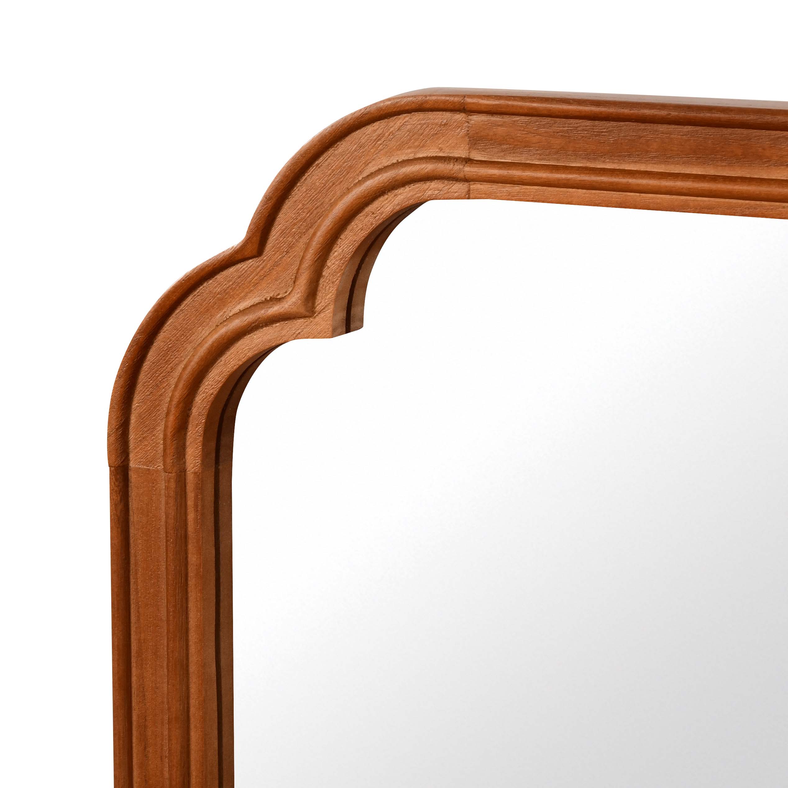 Yellowish Brown 20" x 30" Solid Wood Frame Rounded Corner Wall Mirror, Decorative Wall Mirror for Bedroom