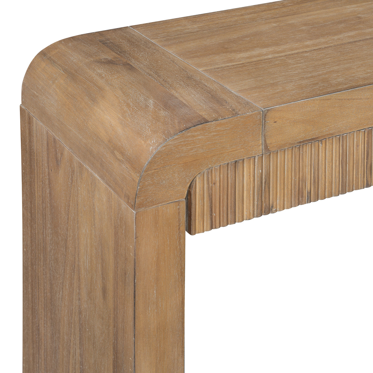 TREXM Rustic Fluted Console Table, Farmhouse Entryway Table with Curved Corners & Thick Legs, Sofa Table for Hallway & Living Room, Natural