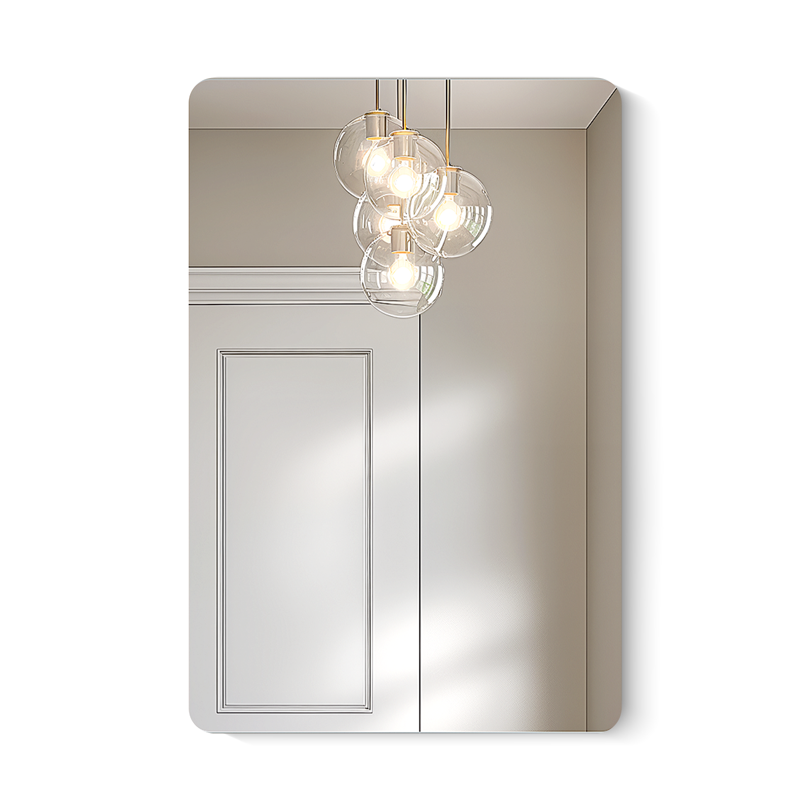 USHOWER Kadra Series 24x36 Frameless Rectangular Bathroom Mirror, Clean Look on White Background