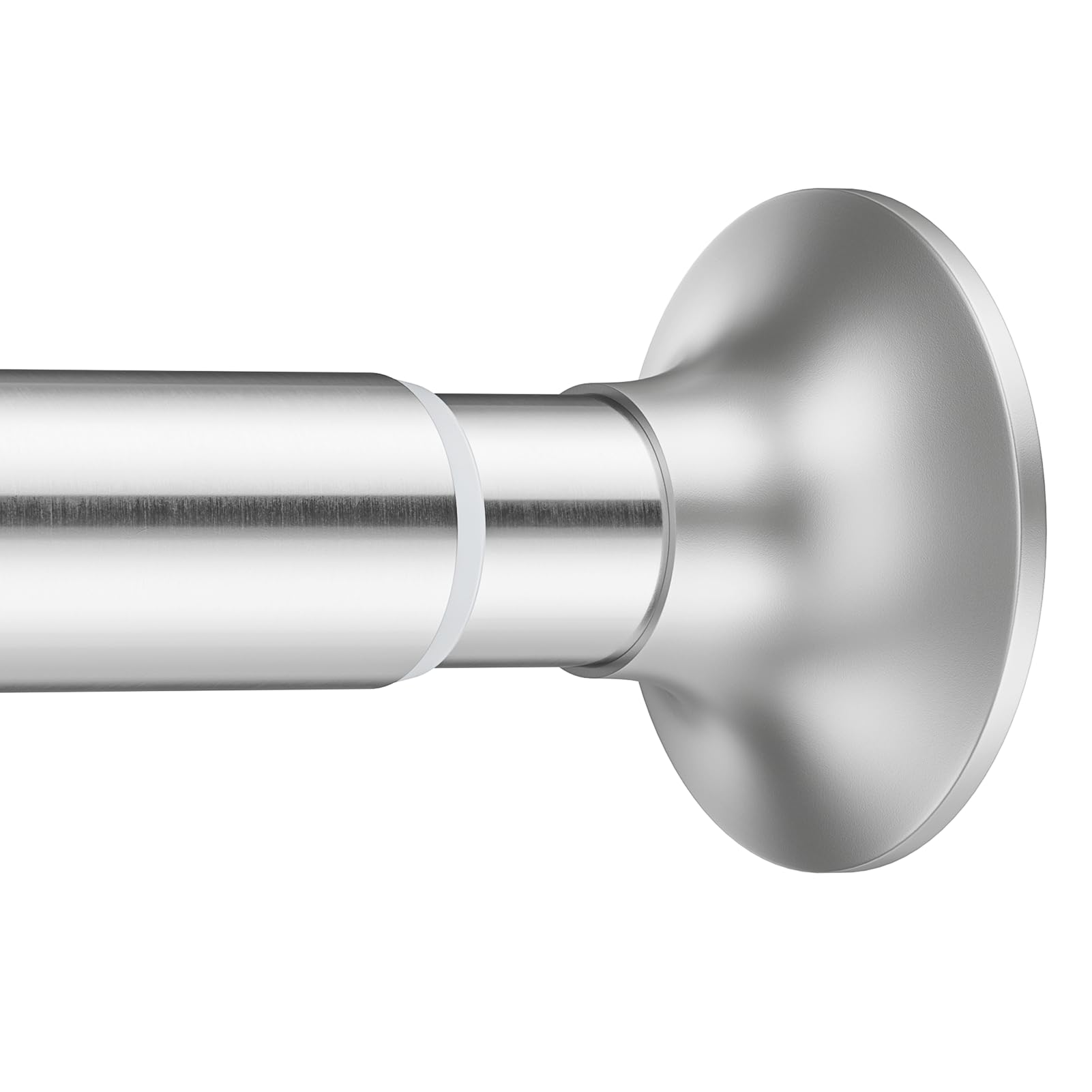 USHOWER Matuko Series – Brushed Nickel Shower Curtain Rod with a spring tension mechanism and a large anti-slip rubber pad