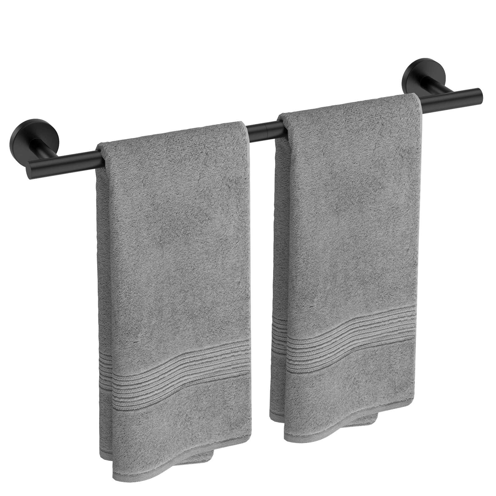 USHOWER Matuko Series 24'' Matte Black Towel Bar, Single Bar Design, Holds Two Full-Size Towels, Wall Mounted