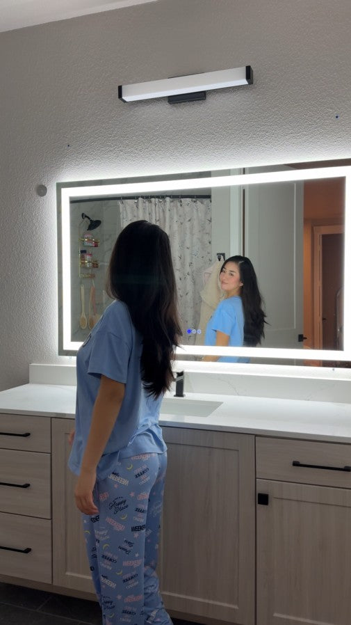 Bathroom vanity mirror with lights over sink for wall additional lighting